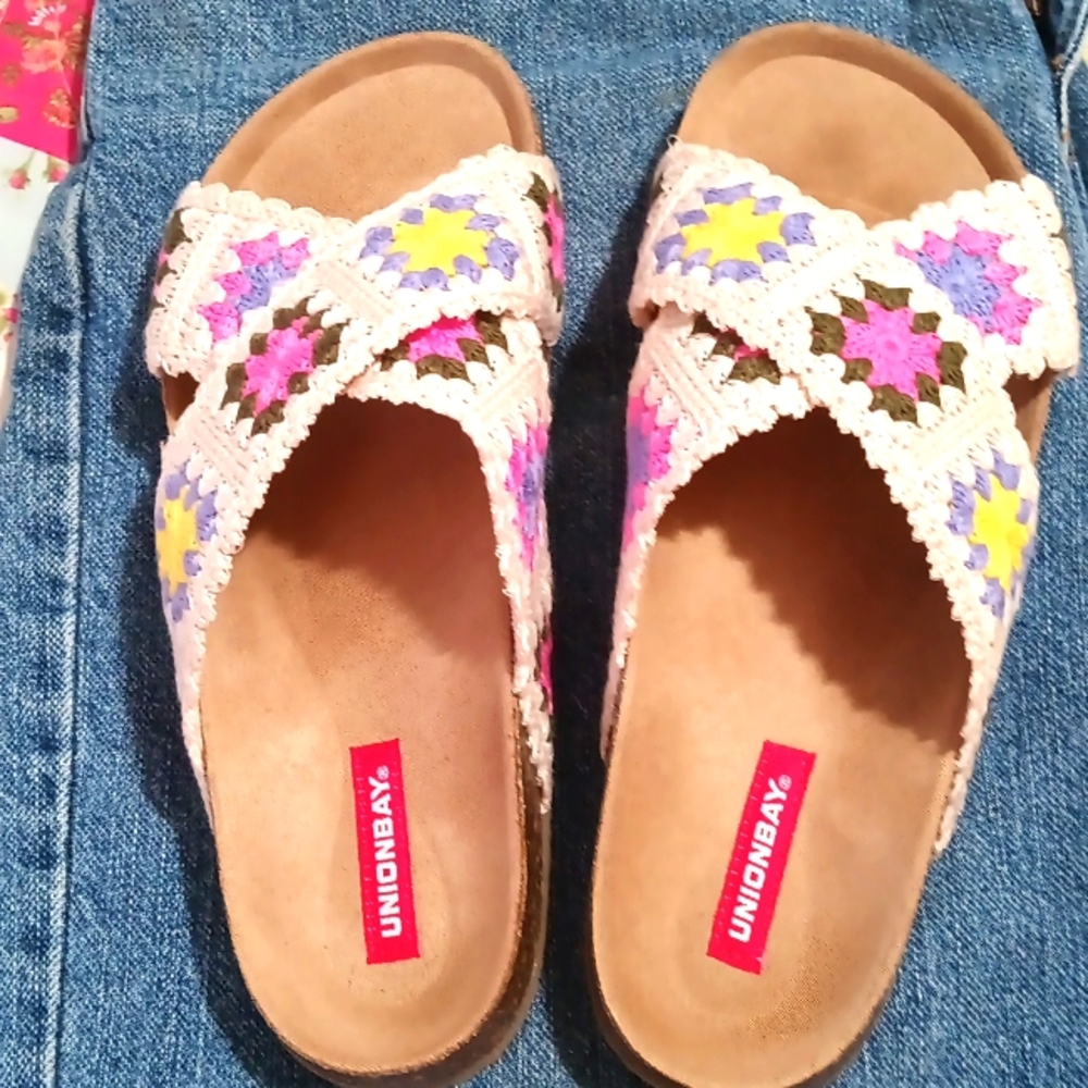 Union Bay crochet patchwork sandals